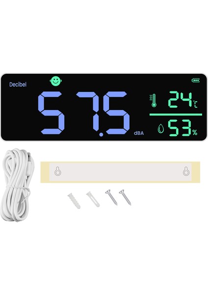 DM1306D Dijital Desibel Ses Metre Akıllı Duvara Monte Gürültü Dedektörü 30-130DB Sıcaklık ve Nem Monitörü (Yurt Dışından)