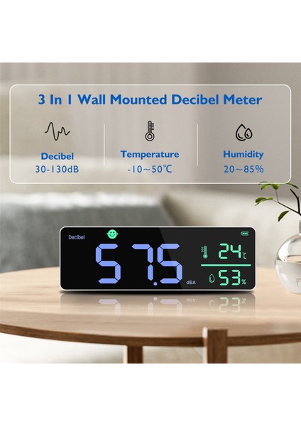 DM1306D Dijital Desibel Ses Metre Akıllı Duvara Monte Gürültü Dedektörü 30-130DB Sıcaklık ve Nem Monitörü (Yurt Dışından) fırsatları