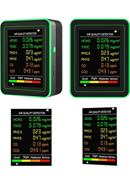 Hava Kalitesi Dedektörü 6 Arada 1 Dedektör Hcho Tvoc Co2 Co PM10 Pm2.5 Metre Gazlar Akıllı Siyah Algılayan (Yurt Dışından) modelleri