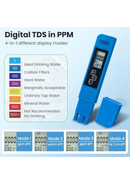 Dijital Ph ve Tds Metre Combo, Tds Ec Sıcaklık Ölçer, Ppm Içme Suyu Için Su Kalitesi Test Kiti, Yüzme Havuzu (Yurt Dışından) fırsatları