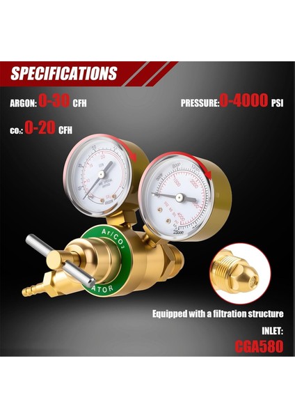 Argon Co2 Regülatörü, 6.6ft Argon Gaz Hortumu ile Mıg ve Tıg Kaynağı Için Kaynak Gazı Regülatörü Gözetleme (Yurt Dışından) modelleri