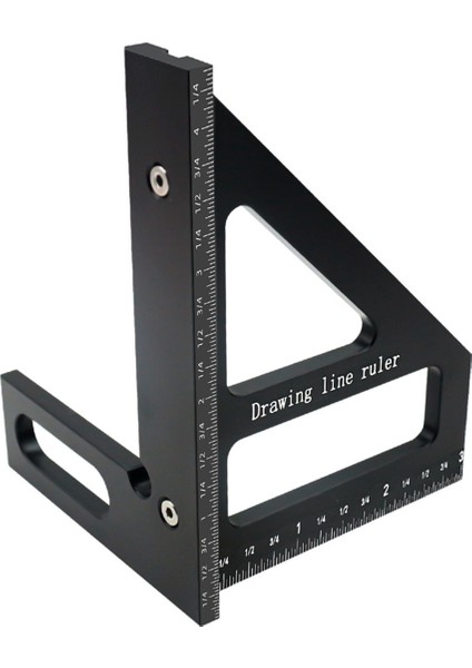 Carpenter Meydanı Alüminyum Çiftçilik Üçlü Cetvel Hassas Delik Scriber Ahşap Işleme Meydanı Prestor 45/90 Derece Black (Yurt Dışından)