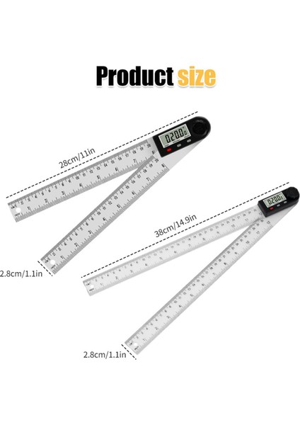Dijital Ekran Açısı Cetveli, 2&#39;si Bir Arada Hassas Cetvel ve Dijital Açı Bulucu Önleyici, (ABS-300MM) (Yurt Dışından) fiyatları