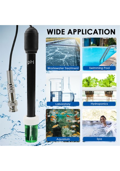 Akvaryum Hidroponics Endüstrisi Için Ph Elektrot Sensörü Probu Su Analizörü Su Test Cihazı Ph Probu 300CM Kablo (Yurt Dışından) indirimleri