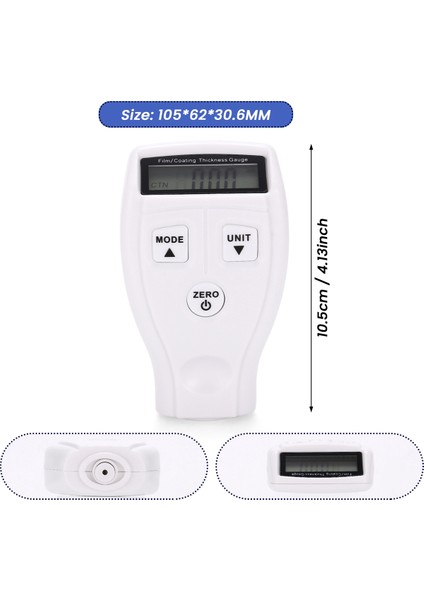 GM200 Ultrasonik Galvaniz Boyama Ceket Film Tedbir Test Cihazı Araç Kaplama Kalınlığı Ölçüsü Ölçümü Boya (Beyaz) (Yurt Dışından) fırsatları