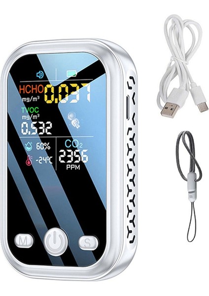 5 Arada 1 Hava Kalitesi Dedektörü Yarıiletken Sensörleri Hcho Tvoc Co2 Sıcaklık Nem Test Cihazı Hava Monitörü Beyaz (Yurt Dışından) indirimleri