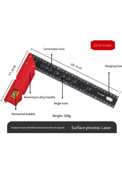 Yeni Yüksek Hasta Alüminyum Alaşımlı Çok Fonksiyonlu 90 Derece Ahşap Işleme Kare Kombinasyonu Kare Delik Cetvel 40CM (Yurt Dışından) fiyatları