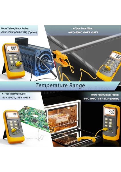 Elde Taşınır Termokupl Termometresi, 2 Kanallı K Tipi Termokupl Probu, Ölçüm -50 Ila 1300 ℃, Metre Sensörü (Yurt Dışından) modelleri