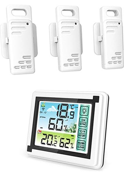 Hava Istasyonu Çalar Saat Termometre Higometre Dokunmatik Ekran Kablosuz Dış Sensör Güneş Drise Gün Batımı Higothermograf (Yurt Dışından)