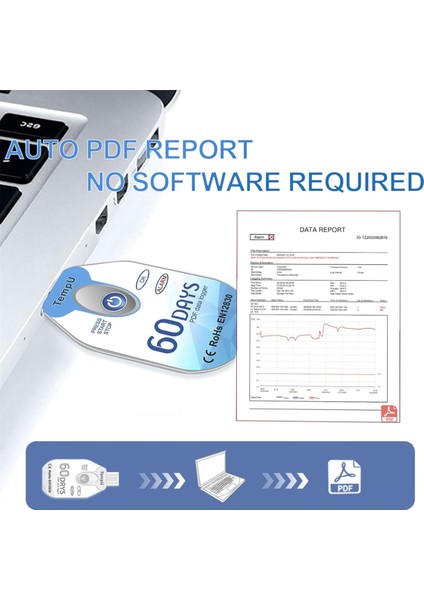 Sıcaklık Veri Logger USB Tek Kullanımlık Pdf Temp Kayıtıcı Termometre Logger TEMPU02 Soğuk Zincir 1 Paket Için 60 Gün (Yurt Dışından) fiyatları