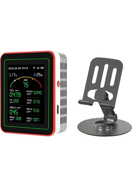 Tuya Wifi 15 In 1 Hava Kalitesi Dedektörü Ev Taşınabilir Aqı Pm0.3 Pm1.0 Pm2.5 PM10 Co2 Co2 Tvoc Hcho Test Cihazı With Mount, A (Yurt Dışından)