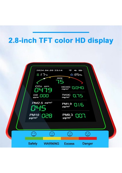 Tuya Wifi 15 In 1 Hava Kalitesi Dedektörü Ev Taşınabilir Aqı Pm0.3 Pm1.0 Pm2.5 PM10 Co2 Co2 Tvoc Hcho Test Cihazı With Mount, A (Yurt Dışından) fırsatları