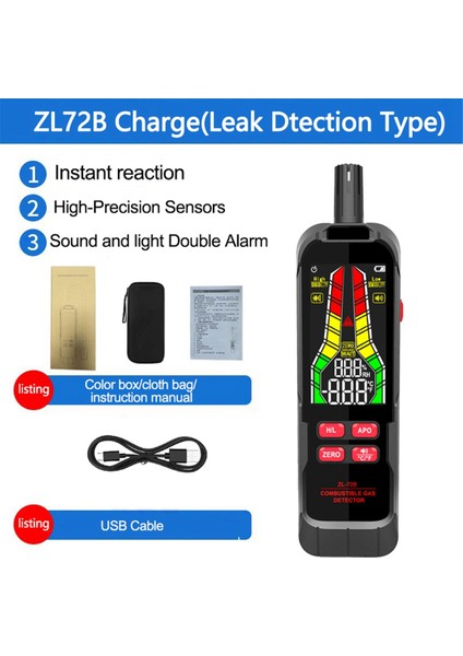 Elde Taşınabilir Gazlar Sızıntı Dedektörü Doğal Gazlar Sızıntı Konsantrasyon Analizör Ölçer Ses Işığı ZL72B Şarj (Yurt Dışından) indirimleri