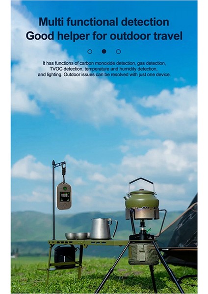 4 Aradan 1 Portatif Karbon Monoksit Dedektörü Sıcaklık ve Nem Uzun Süreli Co Alarm Dış Mekan El Feneri Dedektörü (Yurt Dışından) fırsatları