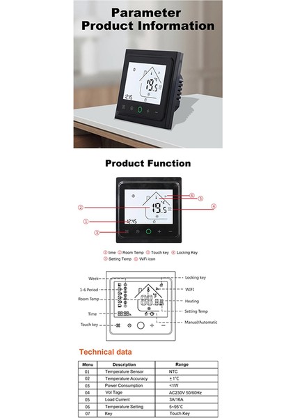 16A Tuya Akıllı Wifi Termostat Su Elektrikli Sıcak Zemin Isıtma Su Gazı Kazan Sıcaklık Kontrolör Alexa Siyah (Yurt Dışından) modelleri