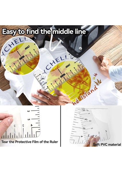 Sublimasyon Gömlek Alet Kitleri - 5 Tişört Cetveli Kılavuzu 12X16IN 2 Rulo Isıya Dayanıklı Tapa Dikiş Mark Kalem Aksesuarları (Yurt Dışından) fiyatları