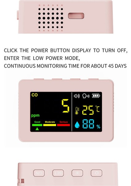 Taşınabilir Hava Kalitesi Ölçer 3 Arada 1 Co Sıcaklık ve Nem Test Cihazı Ses Alarmlı Karbon Monoksit Detektörü (Beyaz) (Yurt Dışından) fiyatları