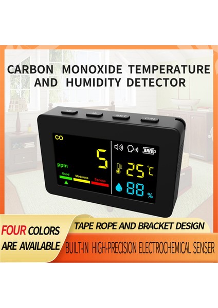 Taşınabilir Hava Kalitesi Ölçer 3 Arada 1 Co Sıcaklık ve Nem Test Cihazı Ses Alarmlı Karbon Monoksit Detektörü (Beyaz) (Yurt Dışından) indirimleri