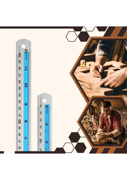 12+6 Inç Metal Cetvel Set-Düz Kenar Cetvelinin Hem Emperyal Hem De Metrik Ölçümleri Var, Dıy Projeleri Için Mükemmel, Mavi (Yurt Dışından) fiyatları