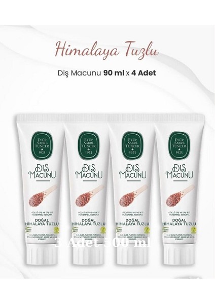 Diş Macunu 90 ml - Doğal Himalaya Tuzlu x 4 Adet