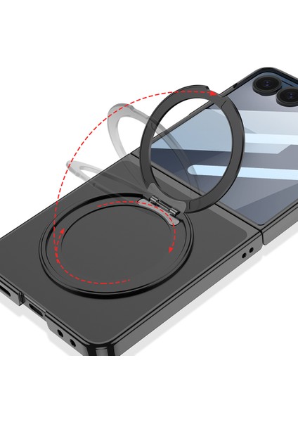 Galaxy Z Flip 7 M-Safe Şarj Özellikli Zore Kıpta Kpt-02 Standlı Kapak - Siyah