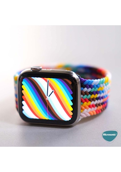 Apple Watch Se 3 40MM Kordon, (Medium Size, 147MM) Knitted Fabric Single Loop Pride Edition modelleri