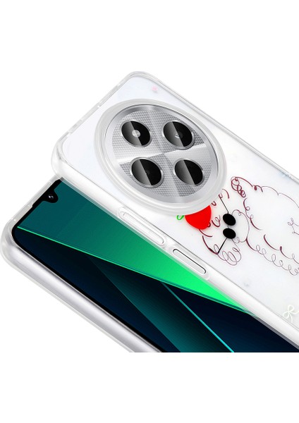 Redmi 14C 4g Kılıf Şeffaf Figürlü Zore Folk Sert Kapak - Çilek