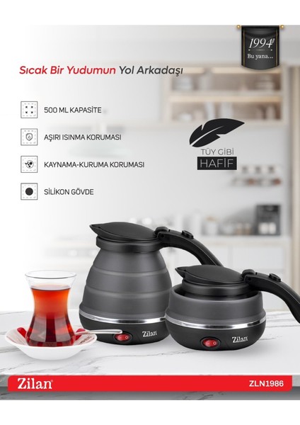 Katlanabilir 0,5l Mini Seyahat Su Isıtıcı, 750W, Paslanmaz Çelik Tabakalı, Çok Renkli