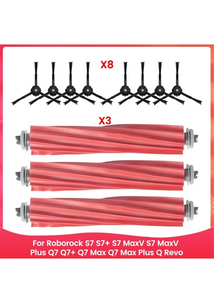 Roborock S7, S7+, S7 Maxv, S7 Maxv Plus, Q7, Q7+, Q7 Max, Q7 Max Plus, Q Revo Aksesuarları Için Silindir Yan Fırça Yedeği (Yurt Dışından)