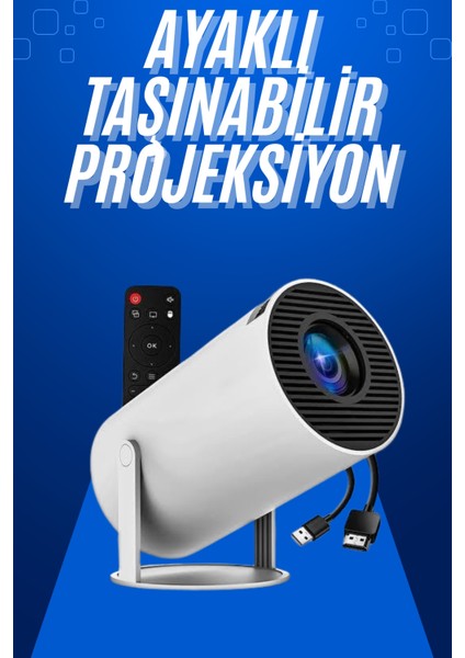 Zeroshop Taşınabilir Projeksiyon Ayaklı Projektör Android Uyumlu HDMI Girişli