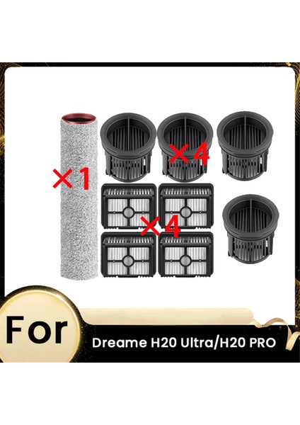 Dreame H20 ULTRA/H20 Pro Süpürme Robotu Aksesuarları Temizleyici Parçalarının Değiştirilmesi Için 9 Adet Ana Fırça ve Filtre (Yurt Dışından)