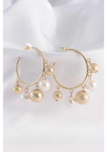 Pirinç Gold Renk Topçuk Model Halka Küpe - TJ-BKP8908