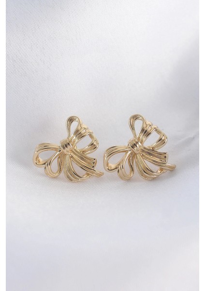 Pirinç Gold Renk Fiyonk Küpe - TJ-BKP8944