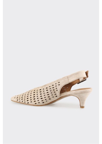 Bej Deri Kadın Topuklu Ayakkabı modelleri