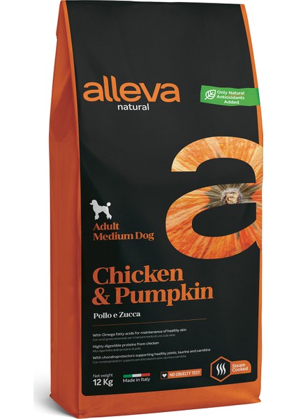 Natural Tavuklu & Balkabağı Düşük Tahıllı Orta Irk Yetişkin Köpek Maması 12 Kg