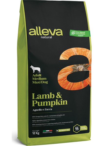 Natural Kuzulu & Balkabağı Düşük Tahıllı Orta-Büyük Irk Yetişkin Köpek Maması 12 Kg