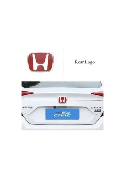 Honda Civic Için Uyumlu Fc5 Fk7 2016-2021 Arka Logo Kırmızı 1 Adet fiyatları