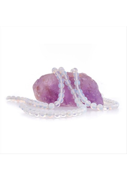 Allzey 8 mm Opal Taşı Ay Taşı-Açık Mavi