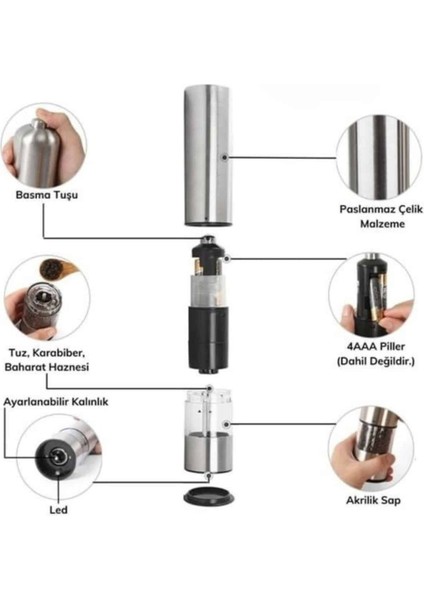 Zeroshop Otomatik Tuz ve Karabiber Öğütücü Baharat Öğütücü Tuz Karabiber Değirmeni fiyatları