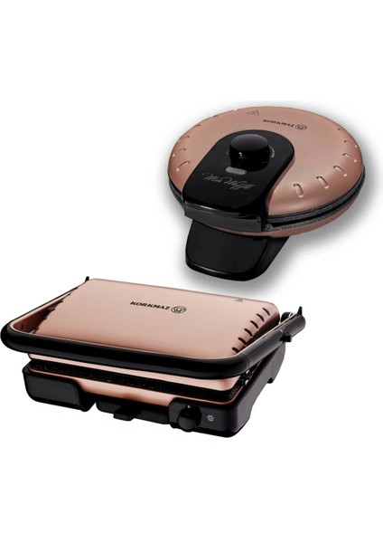 Rosegold Tost ve Waffle Makinesi Ikili Set, Şık ve Kullanışlı Tasarım