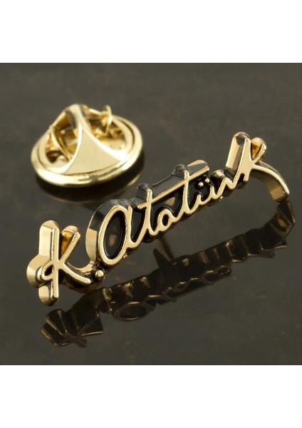 Allzey Atatürk Imzalı Yaka Rozet-Gümüş Rengi