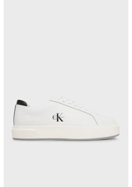 Logolu Deri Sneaker Ayakkabı YM0YM0146001W Erkek Ayakkabı YM0YM01460 01W