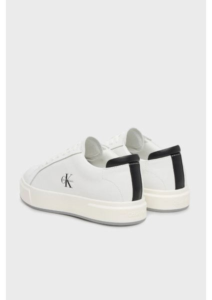 Logolu Deri Sneaker Ayakkabı YM0YM0146001W Erkek Ayakkabı YM0YM01460 01W indirimleri