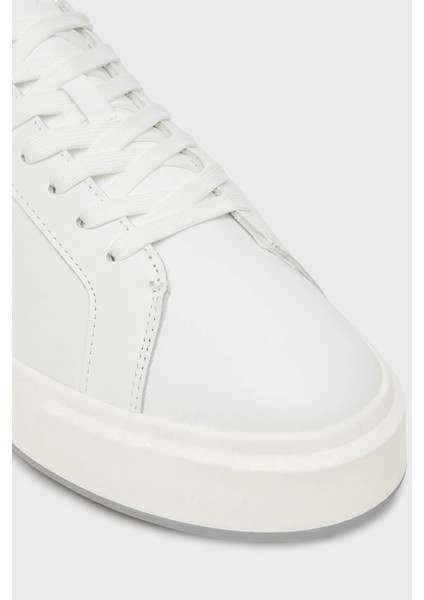 Logolu Deri Sneaker Ayakkabı YM0YM0146001W Erkek Ayakkabı YM0YM01460 01W