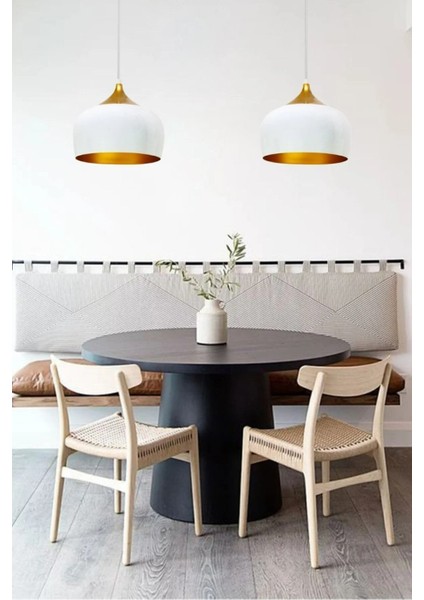 Ikili Geniş Çember Beyaz Sarkıt Lamba Yemek Masası Oturma Odası Mutfak Salon Otel Showroom fiyatları