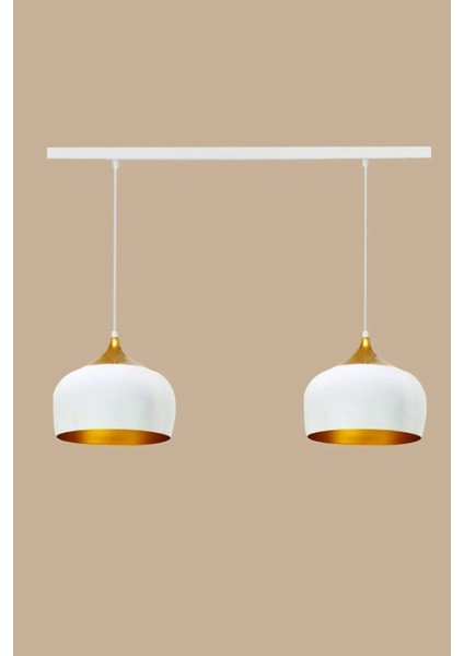 Ikili Geniş Çember Beyaz Sarkıt Lamba Yemek Masası Oturma Odası Mutfak Salon Otel Showroom modelleri