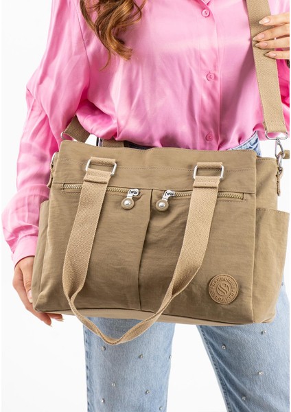 Kadın Büyük Boy Bölmeli Çanta Nude indirimleri