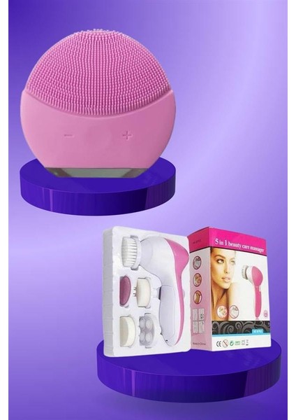 Zeroshop Ikili Cilt Bakım Seti 5 Başlıklı Yüz Temizleme ve Masaj Aleti Canlandırıcı ve Onarıcı fırsatları