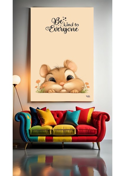 Çocuk Odası ve Kreş Çiçekler ve Hamster Ev Duvar Salon Güzellik Salonu Ofis Dükkan Dekarasyon Kanvas Tablo
