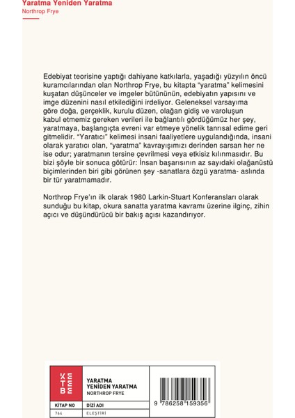 Yaratma Yeniden Yaratma - Northrop Frye fiyatları